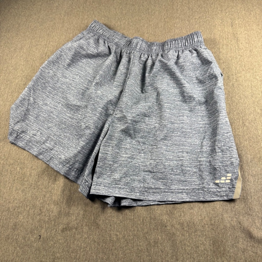 BCG Mens Running Shorts Blue Space Dye Heather Athletic Gym Training Size M